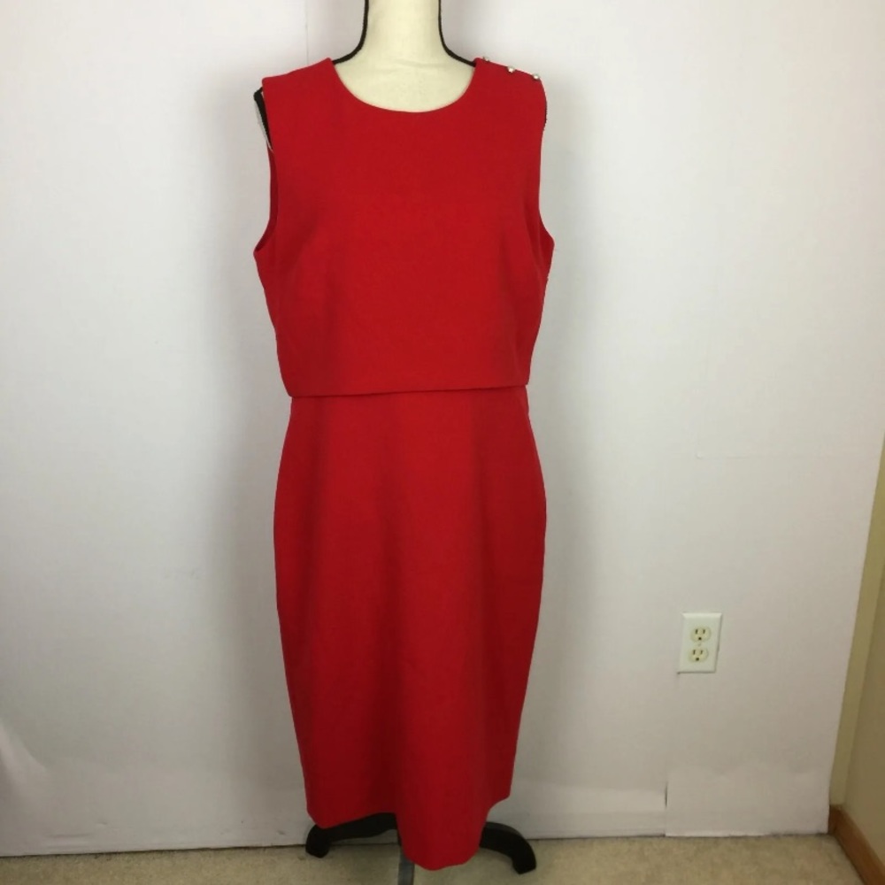 Ann Taylor Red Sleeveless Sheath Dress